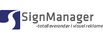 Signmanager tilbyder reklamebannere og flag med logo online